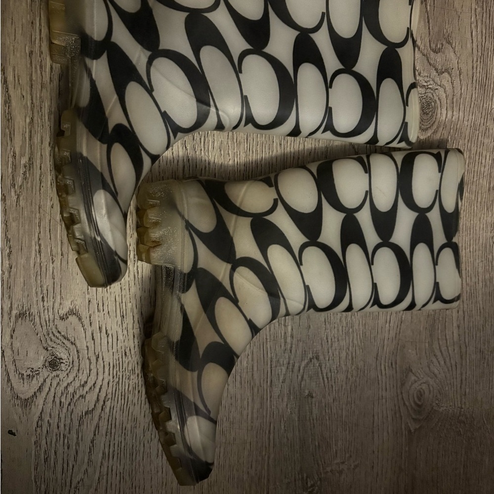 Coach Monochrome Patterned Rain Boots